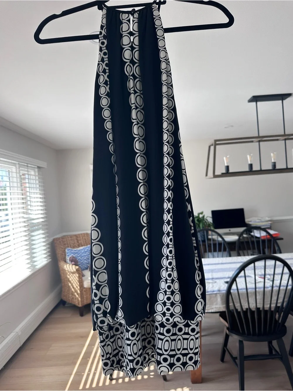 Maggy London Black and White Halter Mini Dress